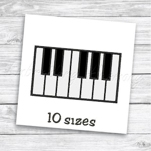 Piano keyboard Applique design - 10 SIZES machine embroidery file - INSTANT DOWNLOAD
