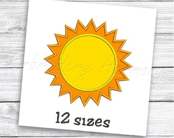 Sun Applique design - 12 SIZES machine embroidery file - INSTANT DOWNLOAD