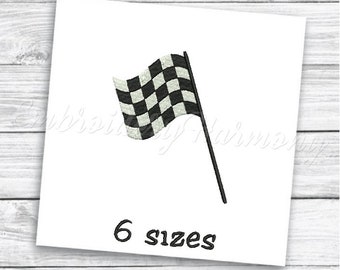 Checkered Race flag Embroidery design - 6 SIZES machine embroidery file  - INSTANT DOWNLOAD