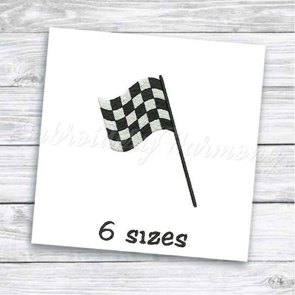 Checkered Race flag Embroidery design - 6 SIZES machine embroidery file  - INSTANT DOWNLOAD