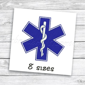 Star of Life embroidery design,  Star Of Life Paramedic embroidery design, EMS EMT embroidery design, machine embroidery star of life