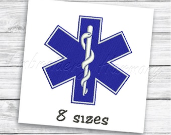 Star of Life embroidery design,  Star Of Life Paramedic embroidery design, EMS EMT embroidery design, machine embroidery star of life