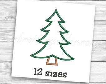Christmas Tree Applique embroidery design - 12 SIZES machine embroidery file - INSTANT DOWNLOAD