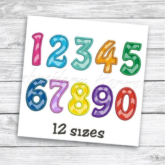Numbers Applique Design - Birthday Numbers Embroidery Applique, Numbers Embroidery Design, Number 0-9 Machine Embroidery Designs
