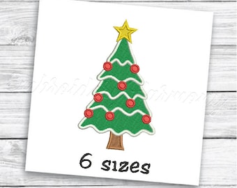 Christmas Tree Embroidery Design, Christmas Embroidery Design, Christmas Tree with ornaments embroidery designs, machine embroidery file