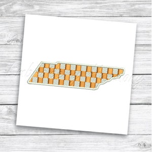 Tennessee state checkered outline embroidery design - 6 SIZES machine embroidery file - INSTANT DOWNLOAD