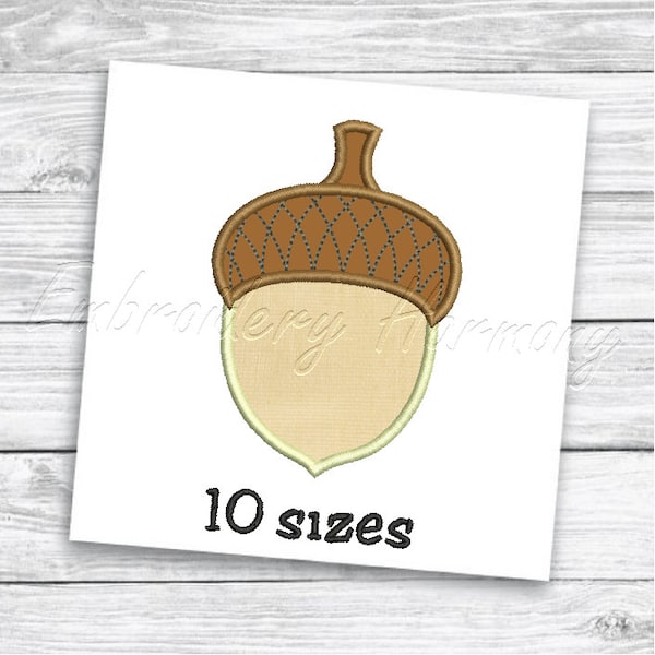 Acorn Applique design - 10 SIZES machine embroidery file - INSTANT DOWNLOAD