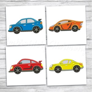 Sports Car Applique design BUNDLE set - Car machine embroidery applique designs - 4 sizes each car INSTANT download