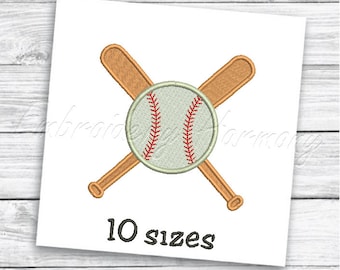 Baseball Bats and Ball Crossed - Embroidery design for Embroidery Machine - 10 SIZES machine embroidery file - INSTANT DOWNLOAD digital file
