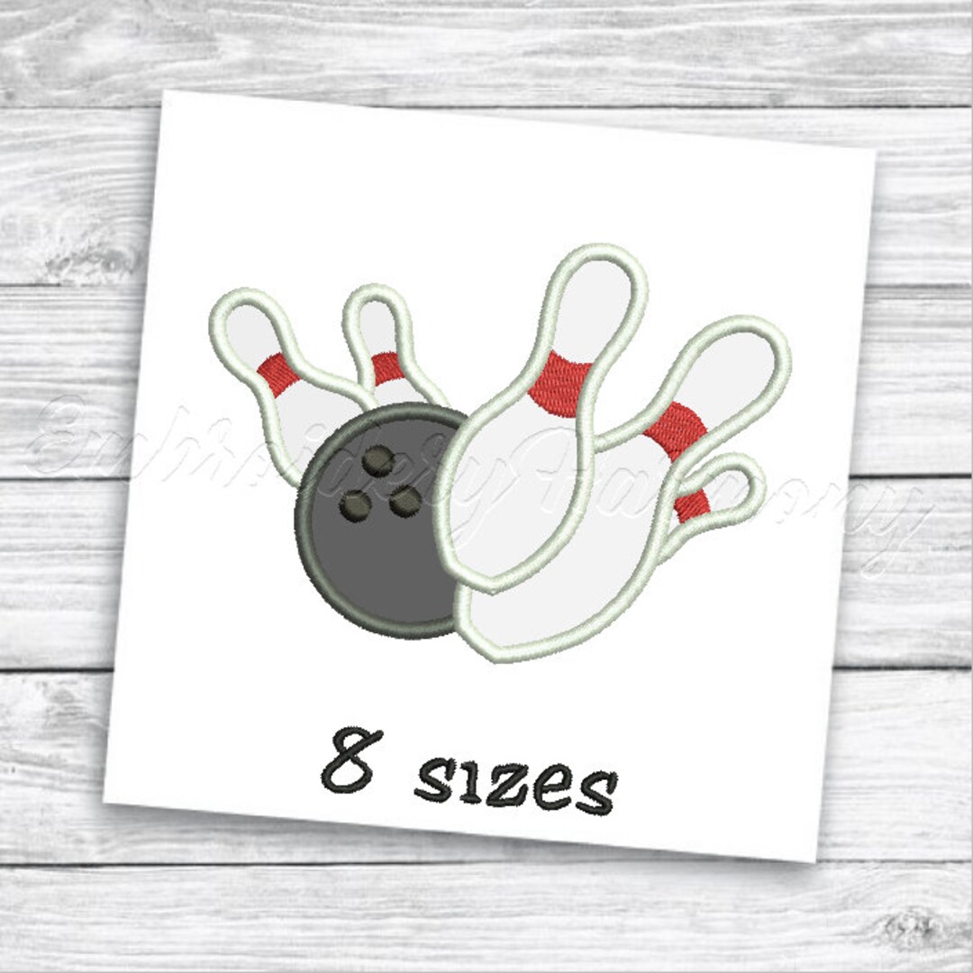 Bowling Applique Design 8 SIZES Machine Embroidery File INSTANT