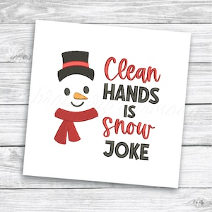 Natale carta igienica ricamo disegno, mani pulite è snow joke, disegni di ricamo macchina di Natale - Download immediato