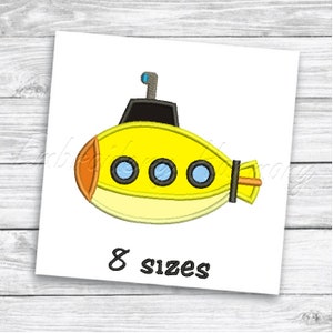 Submarine embroidery applique design - 8 SIZES machine embroidery digital file - INSTANT Download