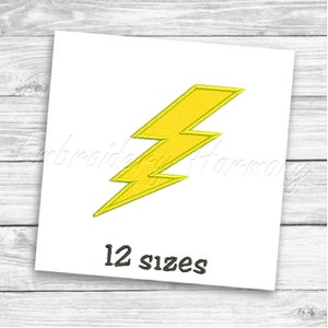 Lightning bolt Applique design - 12 SIZES machine embroidery file - INSTANT DOWNLOAD