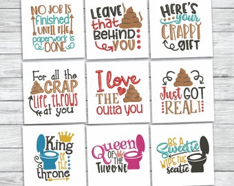 Toilettenpapier Stickmuster, lustige Zitate, Toilettenpapier Maschinenstickerei Sprüche - 9 Motive Set INSTANT DOWNLOAD