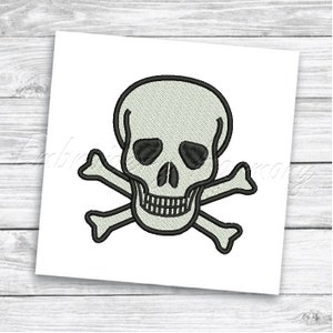 Skull and crossbones embroidery design - 5 SIZES machine embroidery digital file - INSTANT DOWNLOAD