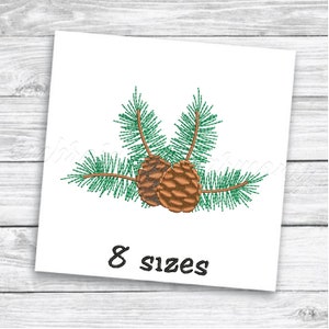 Pine cone embroidery - Pine cone decoration embroidery 8 SIZES machine embroidery file - INSTANT DOWNLOAD
