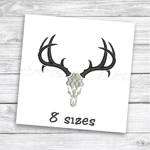 Deer skull with antlers embroidery design - 8 SIZES machine embroidery digital file - INSTANT Download