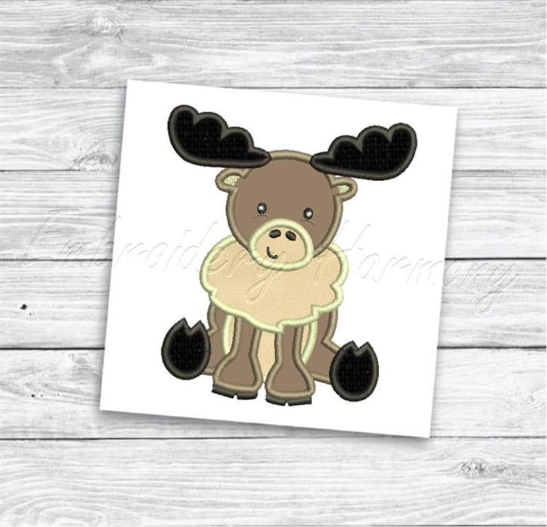 Moose Applique Design 5 SIZES Machine Embroidery File Etsy