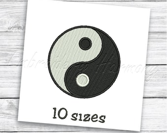Diseño de bordado Yin Yang - archivo de bordado de máquina de 10 tamaños - DESCARGA INSTANT