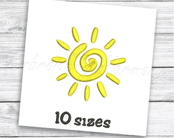 Sun Embroidery design - 10 SIZES machine embroidery file - INSTANT DOWNLOAD