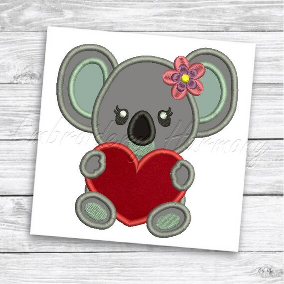 Koala Bear Applique Design 3 SIZES Machine Embroidery Design Etsy