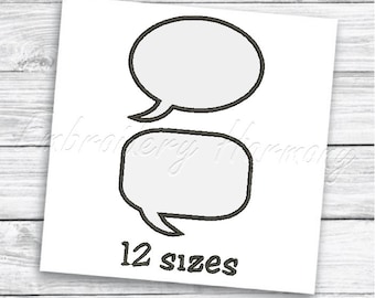 Stickdatei Sprechblase - 12 GRÖSSEN Maschinenstickerei - SOFORTIGER DOWNLOAD