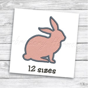Rabbit Silhouette Applique design - 12 SIZES machine embroidery file - INSTANT DOWNLOAD