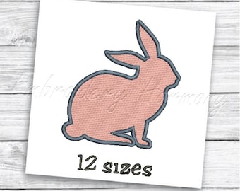 Rabbit Silhouette Applique design - 12 TAGLIE macchina ricamo file - INSTANT DOWNLOAD