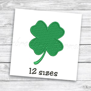 Four leaf clover embroidery design - 12 SIZES machine embroidery file - INSTANT DOWNLOAD
