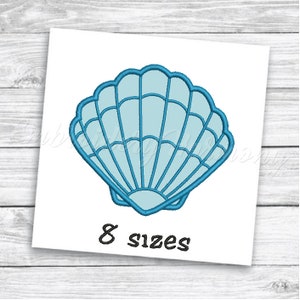 Seashell Applique Design, Sea shell machine embroidery applique design - 8 sizes embroidery design for embroidery machine