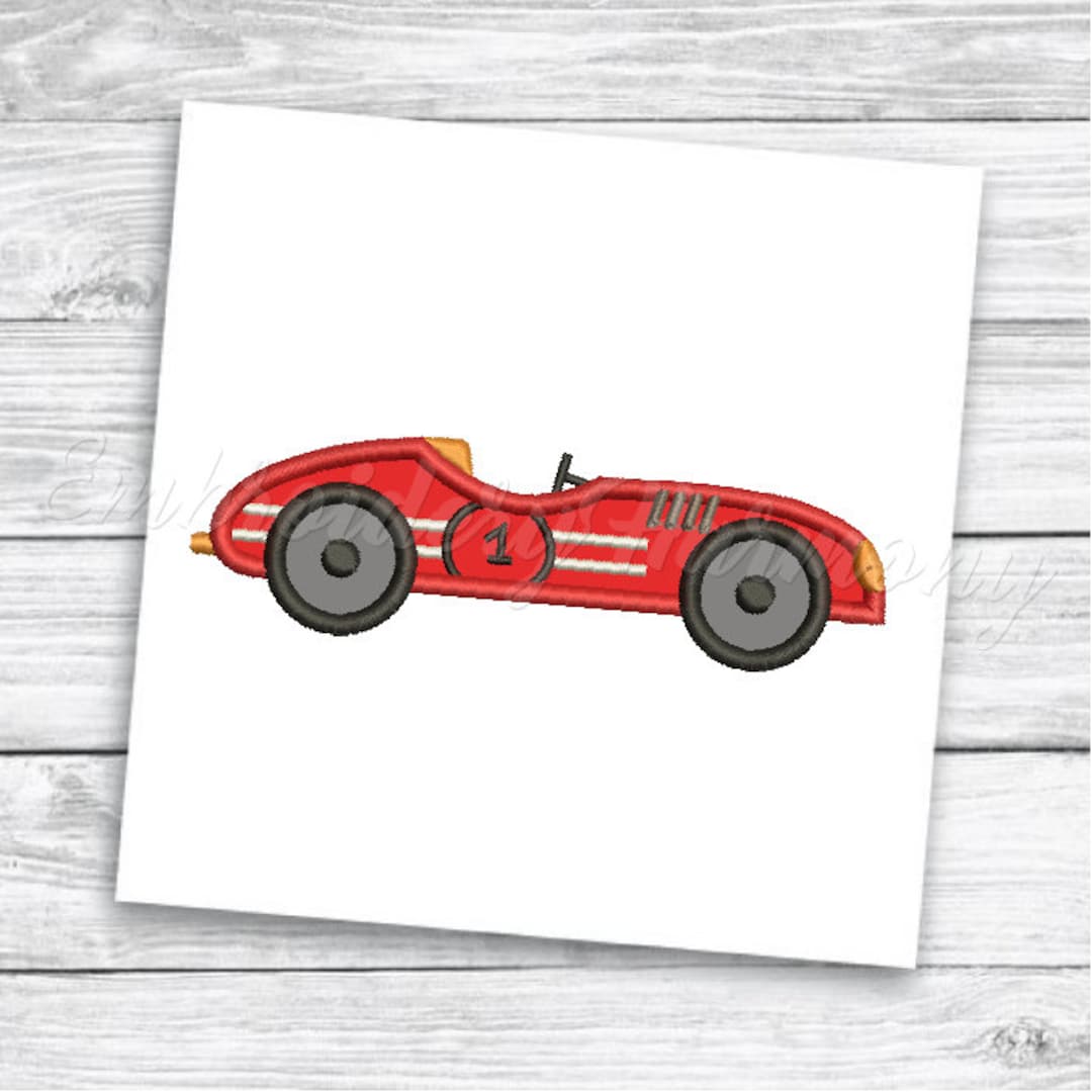 Race Car Applique Design, Race Car Applique Pattern 3 SIZES Machine