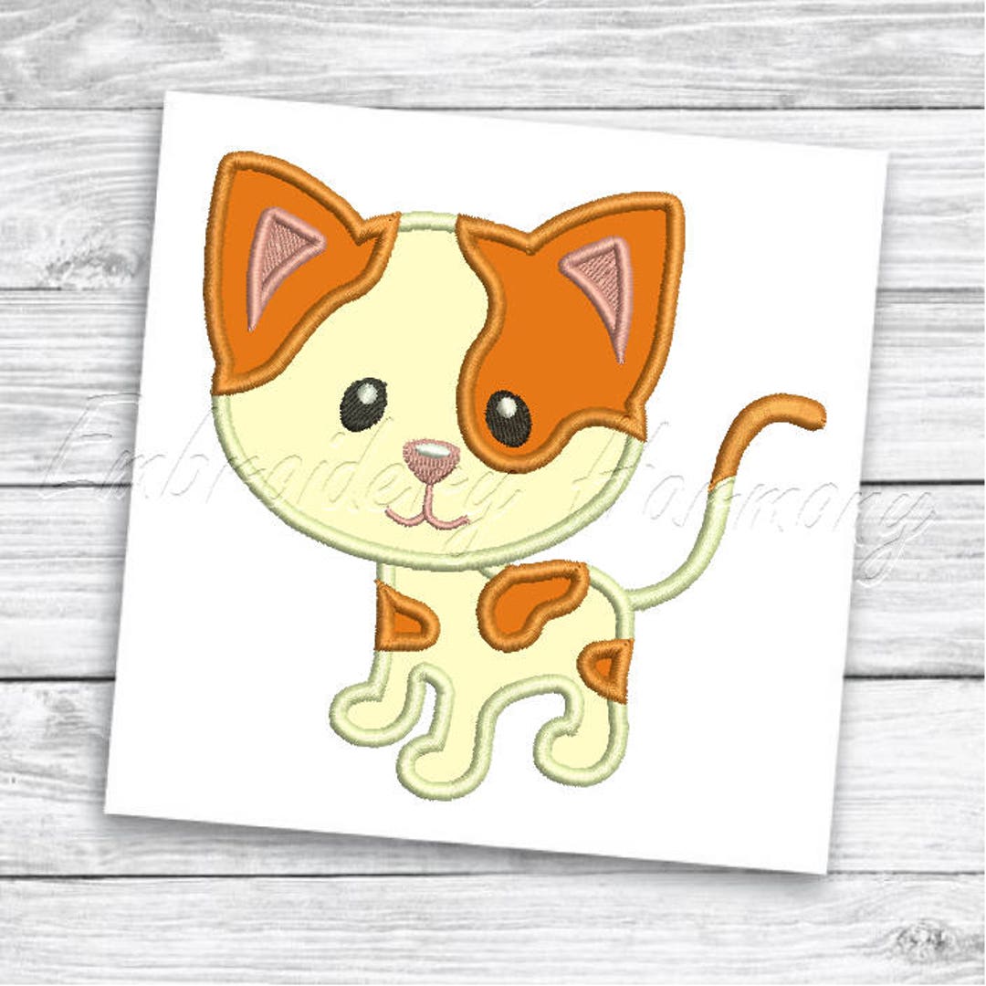 Cat Applique Design - 3 SIZES Machine Embroidery File INSTANT DOWNLOAD ...
