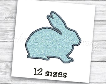 Rabbit Silhouette 2 Applique design - 12 TAGLIE macchina ricamo file - INSTANT DOWNLOAD
