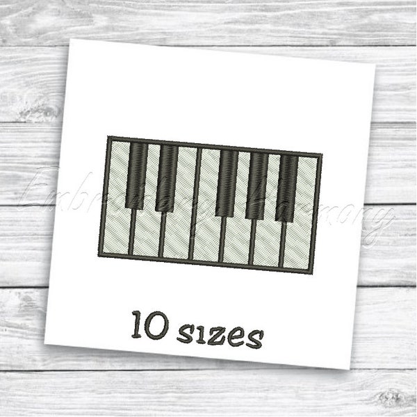 Piano keyboard Embroidery design - 10 SIZES machine embroidery file - INSTANT DOWNLOAD