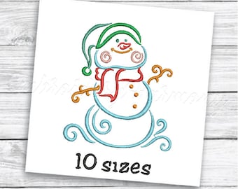 Disegno del ricamo della macchina del pupazzo di neve, disegno del ricamo del pupazzo di neve di Natale, disegni del ricamo del Natale - 10 file di ricamo della macchina SIZES