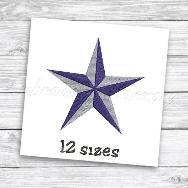 3D star embroidery design - 12 SIZES machine embroidery file - INSTANT DOWNLOAD