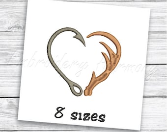 Angelnadel und Geweih Herz Stickdatei - 8 GRÖßEN Maschinenstickerei Datei - INSTANT DOWNLOAD