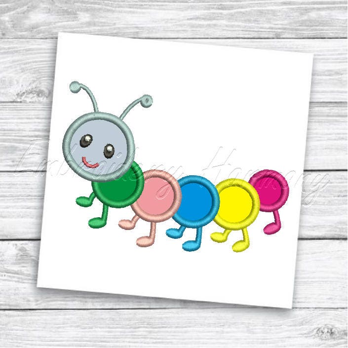 Caterpillar Applique design 4 SIZES machine embroidery file Etsy