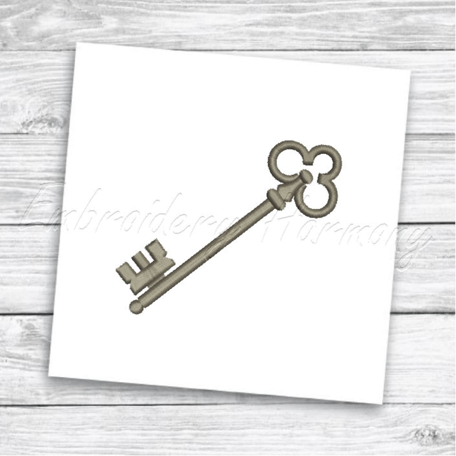 Vintage Key Embroidery Design - 8 SIZES Machine Embroidery File ...