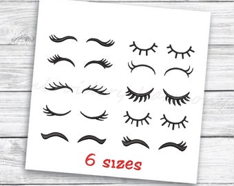 Eyelashes Embroidery Design, Eyes with lashes Embroidery design, Lashes design, Eyes for dolls Machine Embroidery Designs, Face embroidery