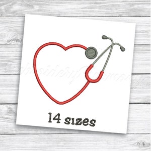 Stethoscope Embroidery Design, Hearth Stethoscope Embroidery, Monogram machine embroidery, doctor embroidery, medical embroidery designs