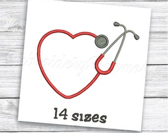 Stethoscope Embroidery Design, Hearth Stethoscope Embroidery, Monogram machine embroidery, doctor embroidery, medical embroidery designs