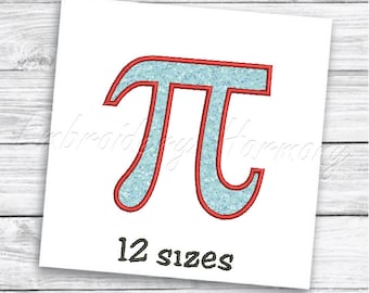 Pi symbol Applique design - 12 SIZES machine embroidery file - INSTANT DOWNLOAD