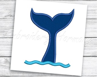 Whale tail applique design - 8 SIZES machine embroidery file - INSTANT DOWNLOAD