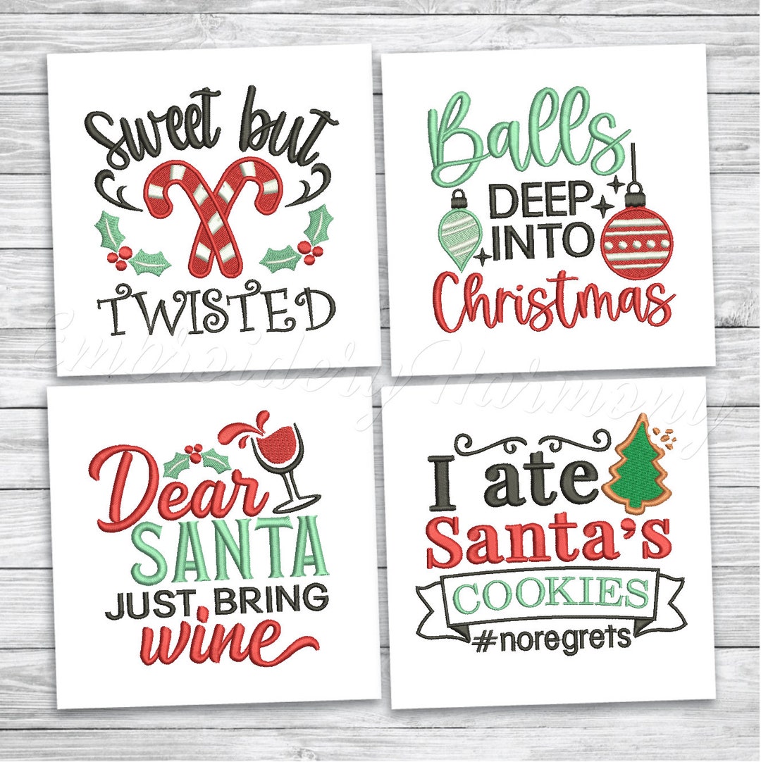 Funny Christmas Quotes Embroidery Design, Christmas Machine Embroidery