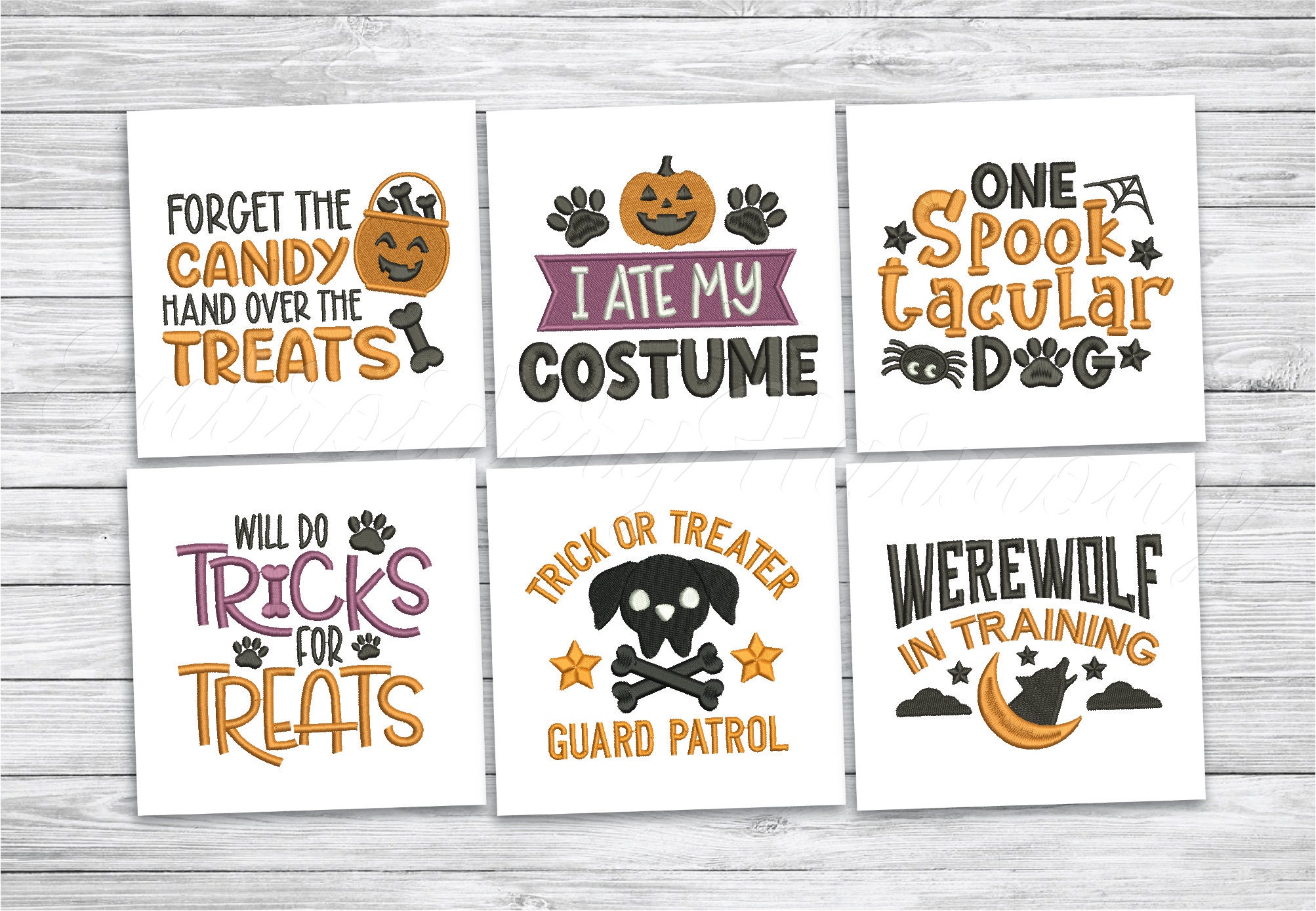 Dog Halloween Embroidery design Bundle, Dog Halloween sayings Embroidery, Halloween embroidery for dogs, Dog bandana embroidery files