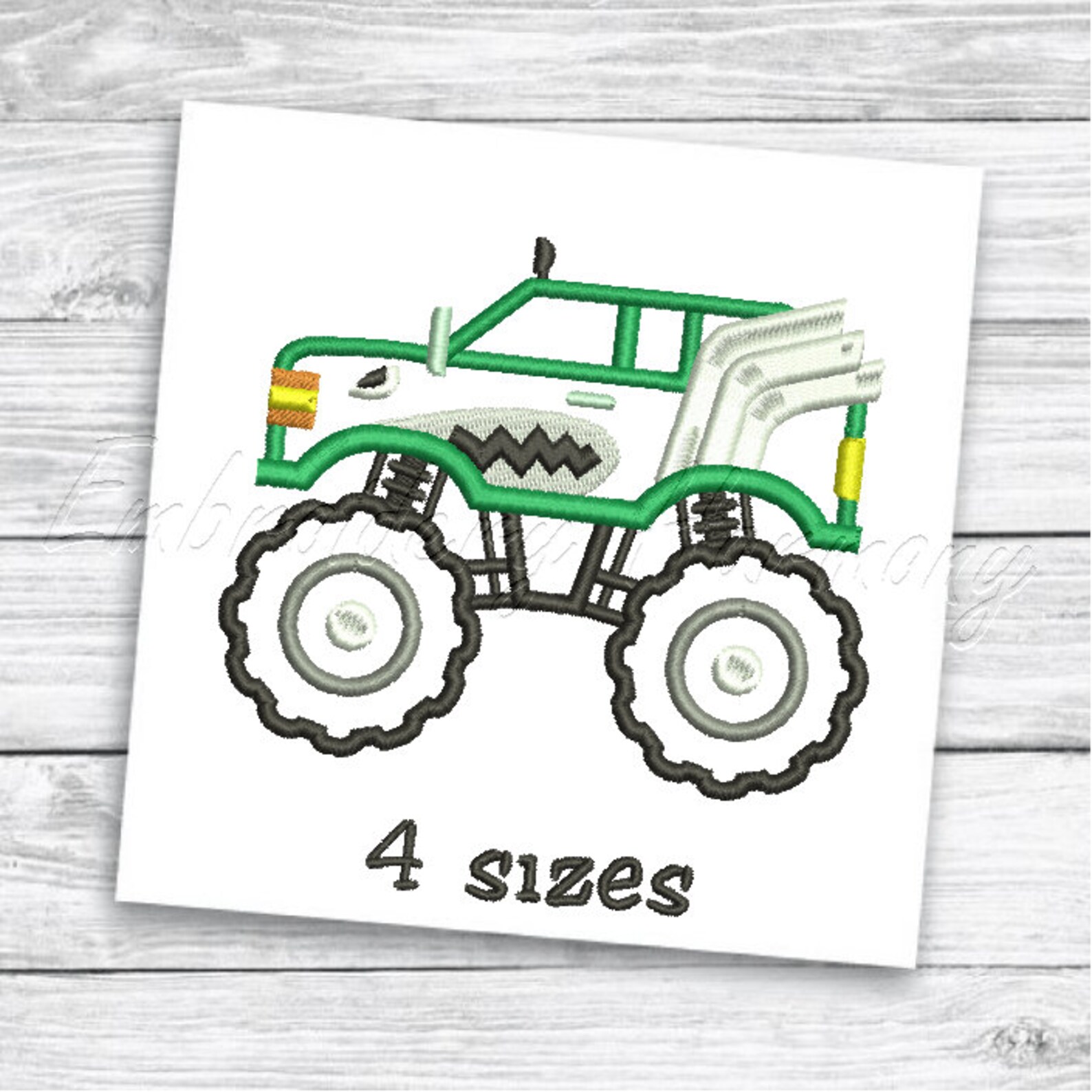 Monster Truck Applique design BUNDLE set 16 SIZES 4 sizes | Etsy