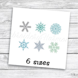 Mini Snowflake Embroidery Design Pack, 6 small Snowflakes Embroidery Design, Snowflake run stitch embroidery file for Embroidery Machine