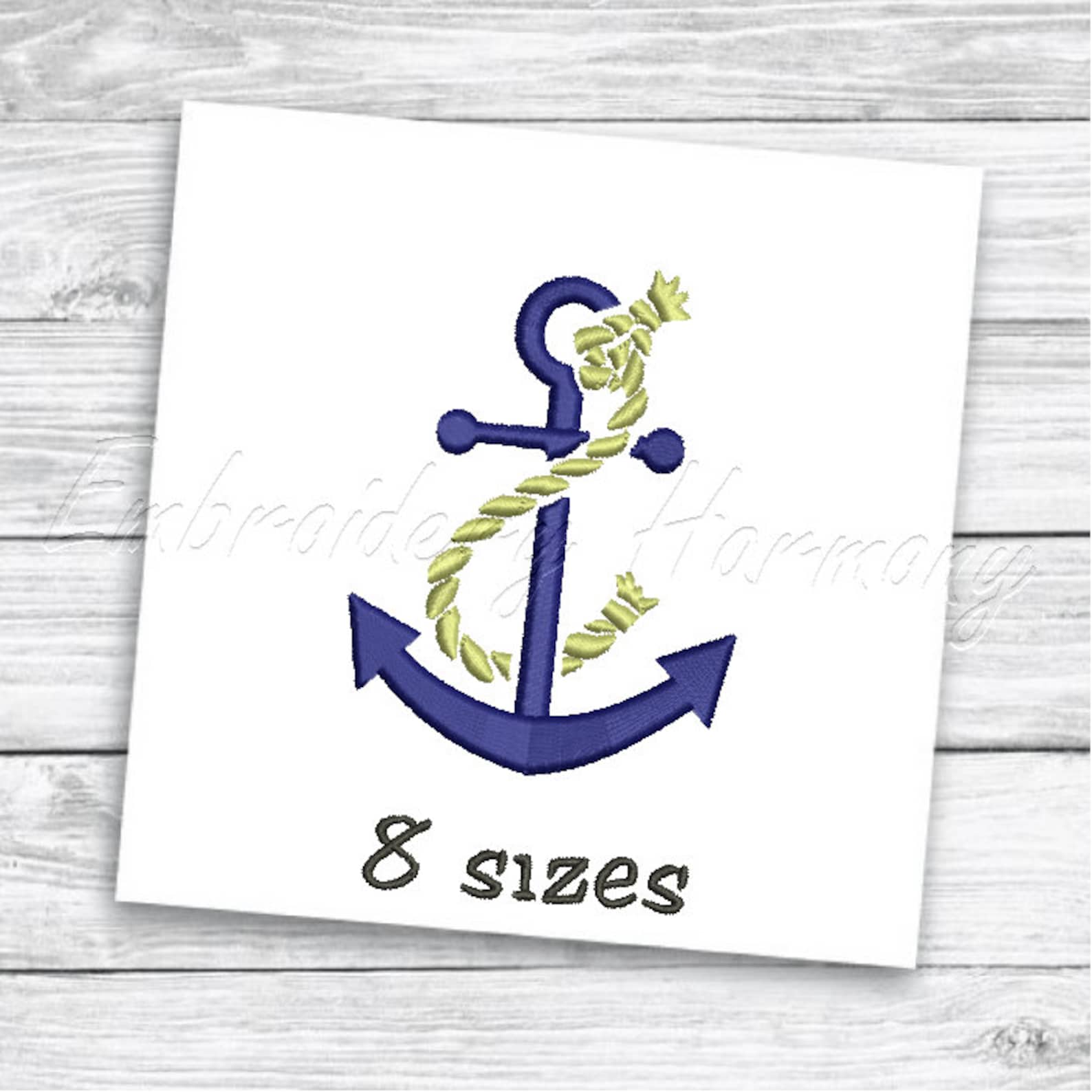 Anchor With Rope Embroidery Design - 8 SIZES Machine Embroidery File ...