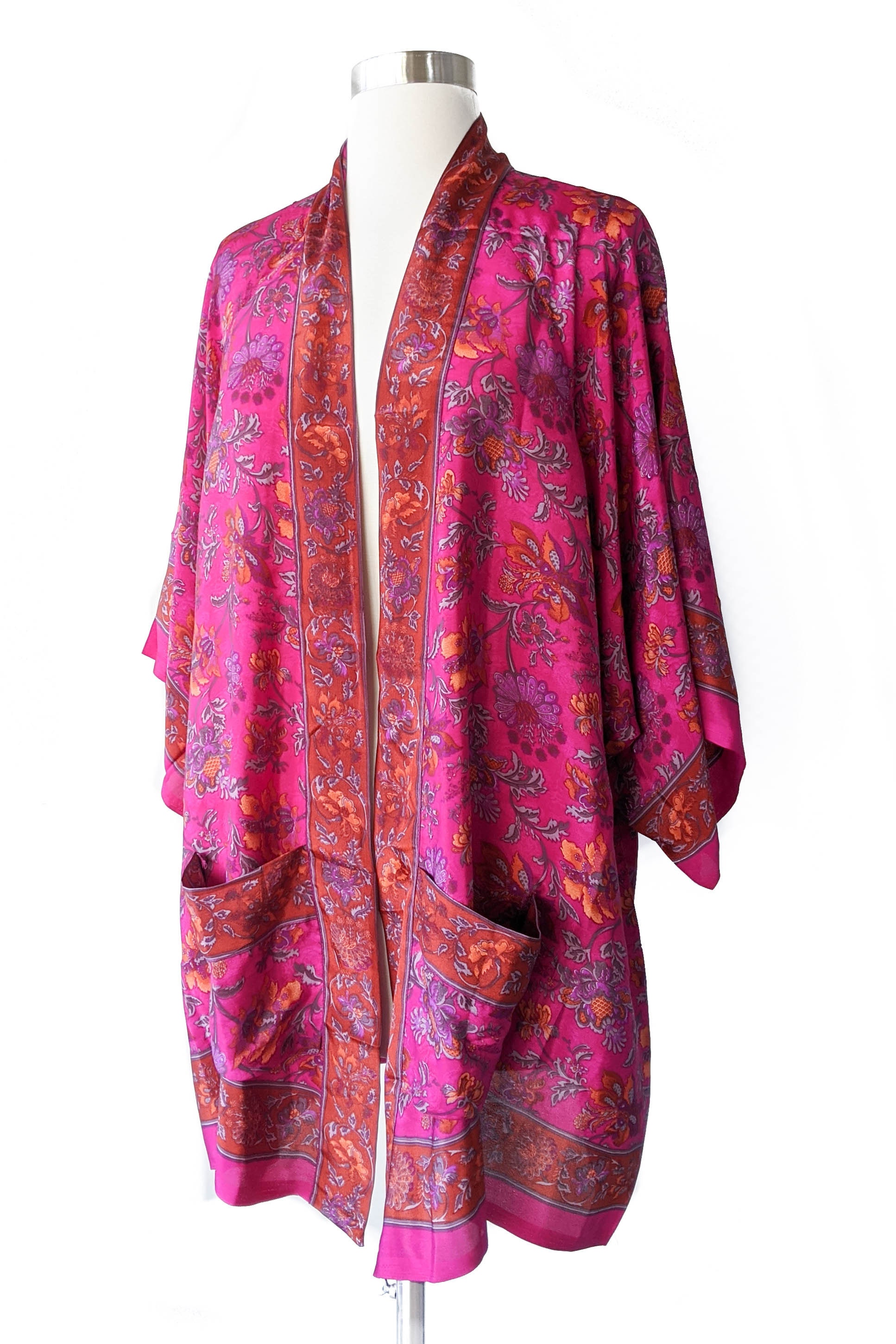 Hot Pink Romantic Kimono Robe Long Bell Sleeves Batwing | Etsy